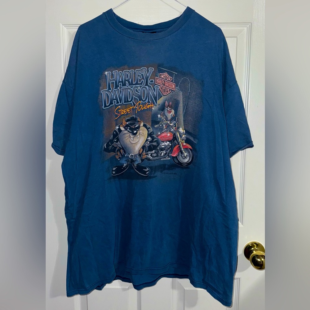 Vintage 2000 Tax and She-Devil Harley-Davidson Blue Graphic Tee